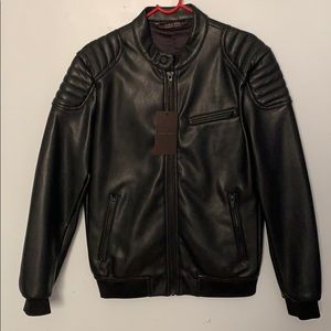 ZARA MEN medium black leather jacket. never worn